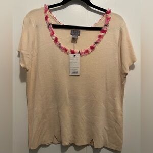 NWT Sigrid Olsen Beige Top with Pink Trim

Bag1